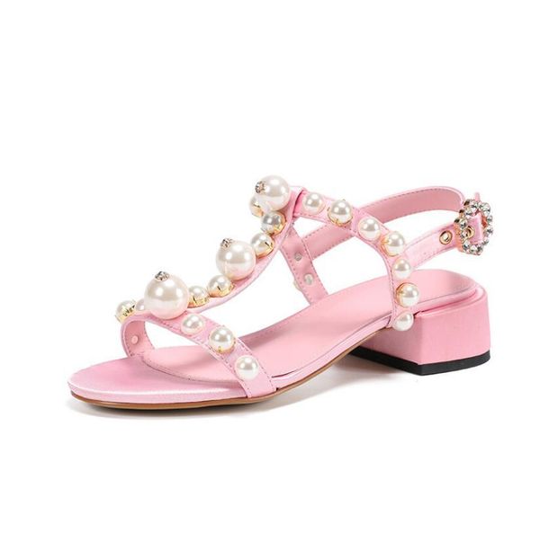 

embedded pearl t summer sandals leaping shoes from pink women, Black