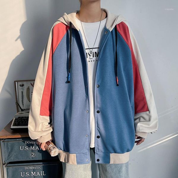 

men's jackets hooded jacket autumn patches beige japan oversized loose zipper streetwear coat men women clothing 3xl 2xl, Black;brown