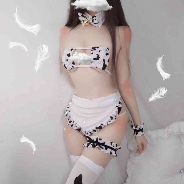 

10pcs new japanese cos cow cosplay costumes maid tankini bikini swimsuit anime swimwear lolita bra and panty set stockings, Red;black