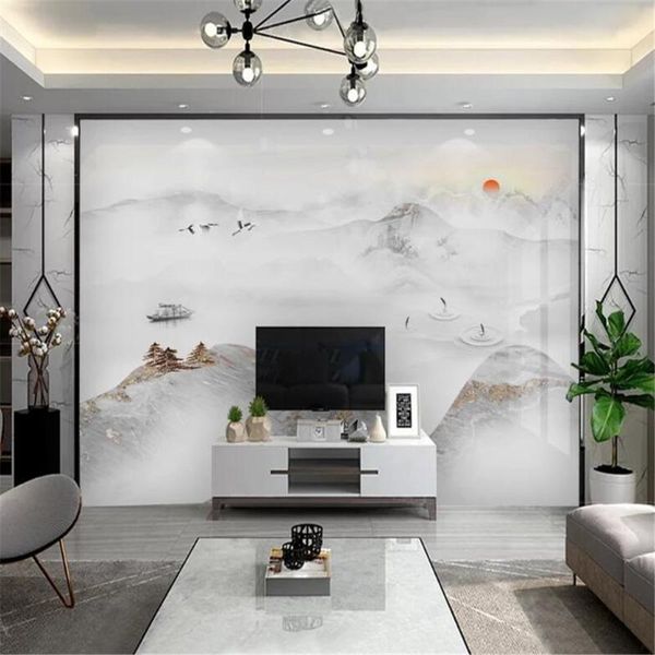 

wallpapers milofi custom large wallpaper chinese ink landscape smooth sailing background wall painting