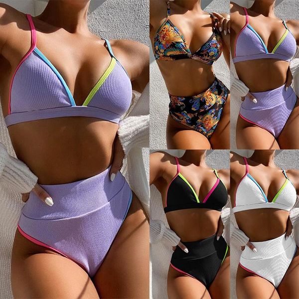 

women's swimwear 2021 personality color edge beach swimsuit european and american style split bikini swimming wading sports, White;black