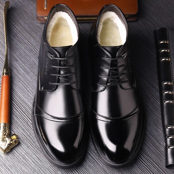 

boot 899 fashionable winter fur boots formal leather shoes for men q6jv, Black