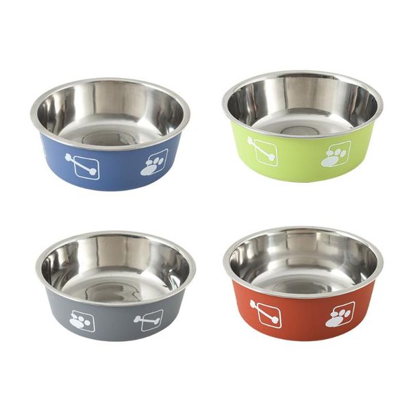 

cat bowls & feeders pet round bowl dog eating food stainless steel non-slip resistant feeder device pets tableware