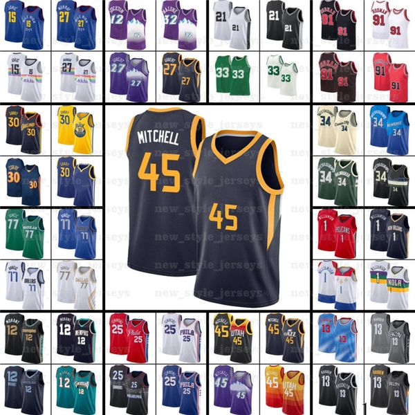 

kevin kyrie harden damian durant irving lillard basketball jerseys booker dwyane ja luka morant doncic wade kawhi leonard george luka joel d, Black;red