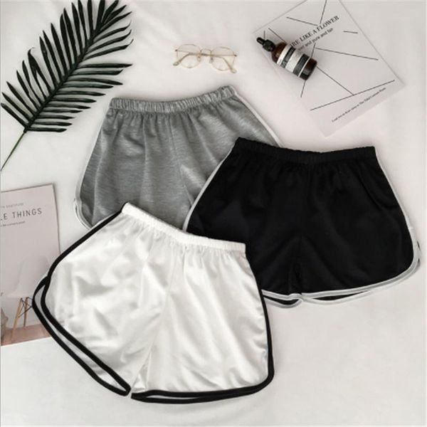

women's shorts 2021 simple women casual patchwork body fitness workout summer female elastic skinny slim beach egde short, White;black