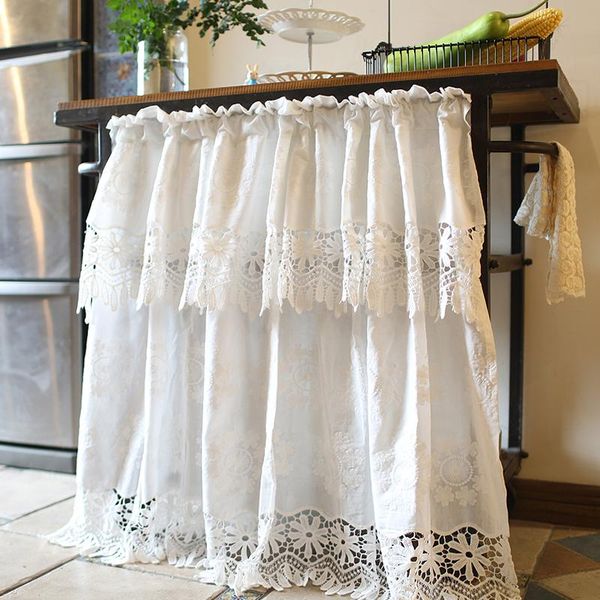 

curtain & drapes short white lace half kitchen cabinet door cafe home decoration