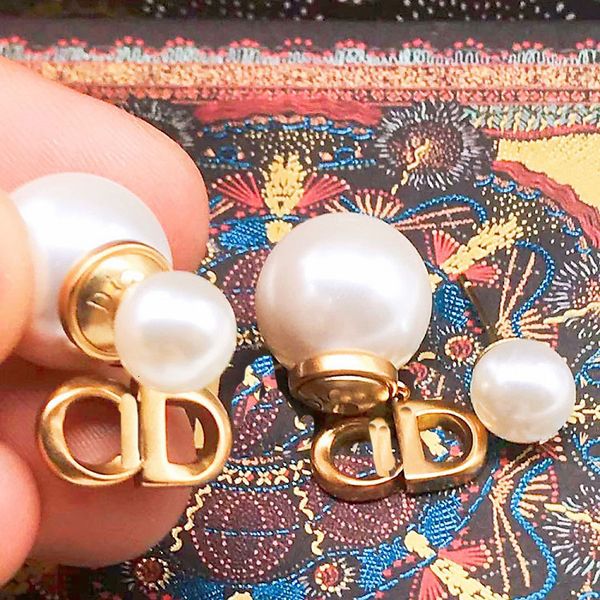 

dijia 2021 d home cd pearl earrings fashion temperament earrings female 925 sier needle, Golden