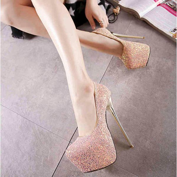 

dress shoes fashion bling sequined cloth woman pumps thin high heels platforms round toe stripper wedding women's stiletto ri, Black