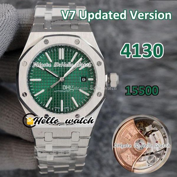 V7 versione aggiornata 41mm orologi da uomo quadrante verde 4130 intero orologio automatico da uomo bracciale in acciaio inossidabile Hello_Watch