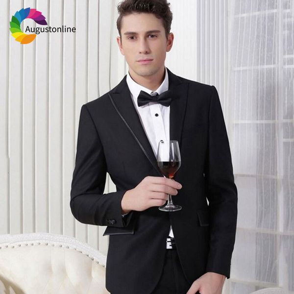 

men's suits & blazers latest designs peaked lapel black men suit wedding slim fit groom tuxedo custom made groomsmen 2 pieces jack, White;black