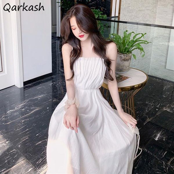 

casual dresses sleeveless women spaghetti strap all-match summer simple design temperament chiffon classy vintage college fashion solid, Black;gray
