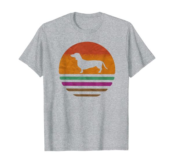 

doxie dachshund 70s 80s retro vintage t-shirt, White;black