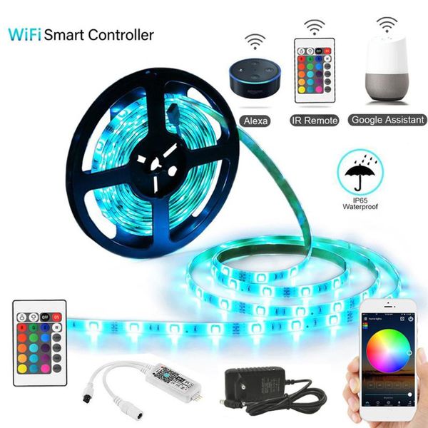 

strip light 10m 5m smd rgb 2835 diode tape ribbon waterproof and remote controller with adapter set strips led