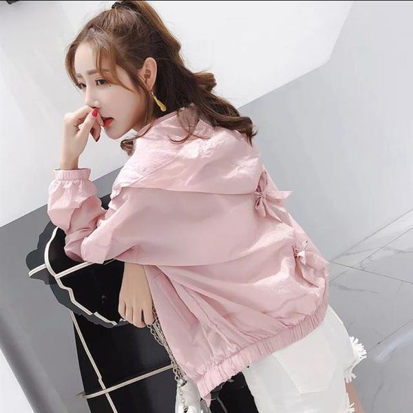 

women's jackets 2021 fashion summer coat hooded solid color breathable thin sun protection clothing loose plus size crop jacket y370, Black;brown