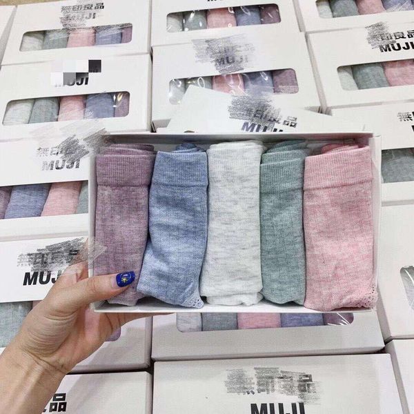 

muji candy boxed underwear women's mid waist cotton breathable lace triangle pants, Black;pink