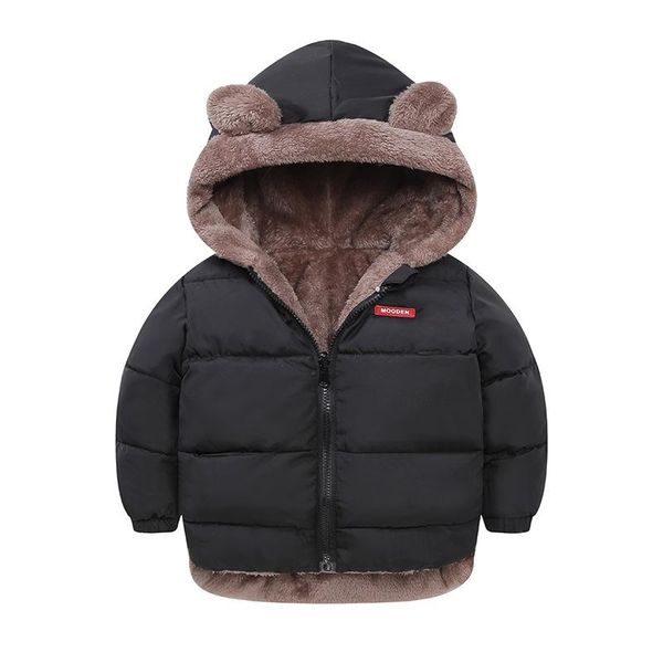 

casual kids baby girl boy hooded down jackets solid color windproof warm thickening children\\'s coat, Blue;gray