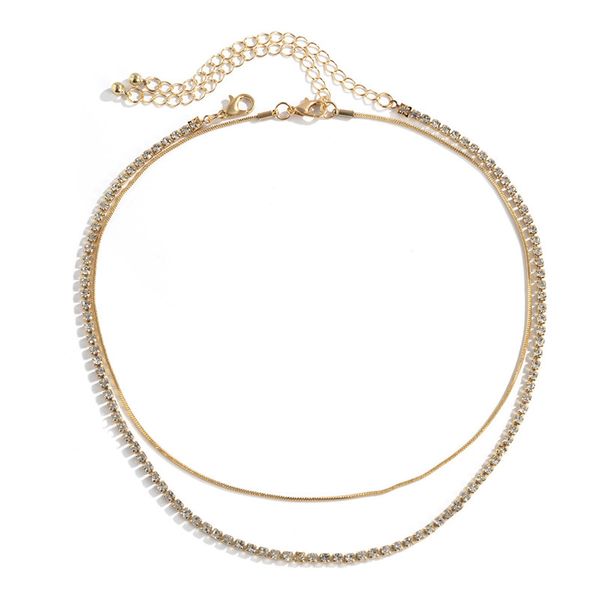 

yamog full crystal claw clavicle chains women double layer copper thin snake chain european punk simple style link necklaces jewelry accesso, Silver