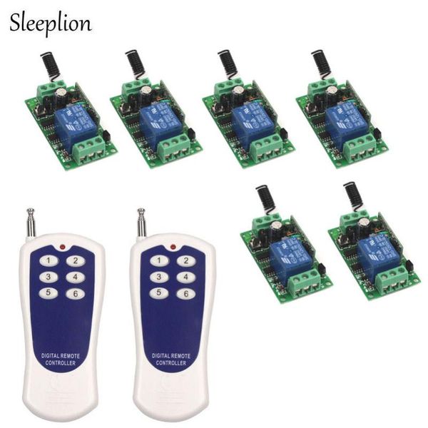 

smart home control sleeplion dc 12v 10a relay 1ch wireless 6-key remote switch transmitter+6 receiver 315mhz/433mhz