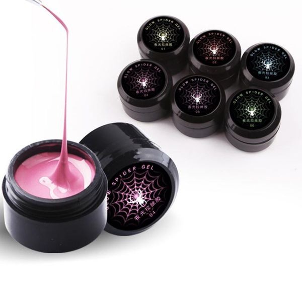 

nail gel 1pcs glow in the dark spider art rainbow creative uv 6 colors, Red;pink