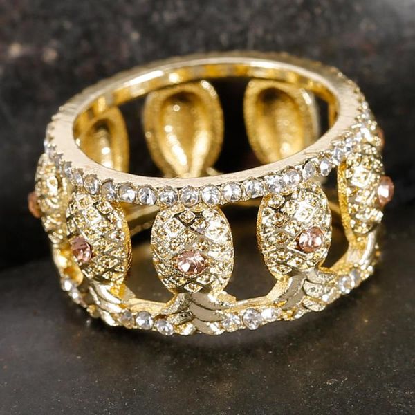 

wedding rings lovely full circle small pineapple fruit two-tone crystal for women engagement party jewelry accessories, Slivery;golden