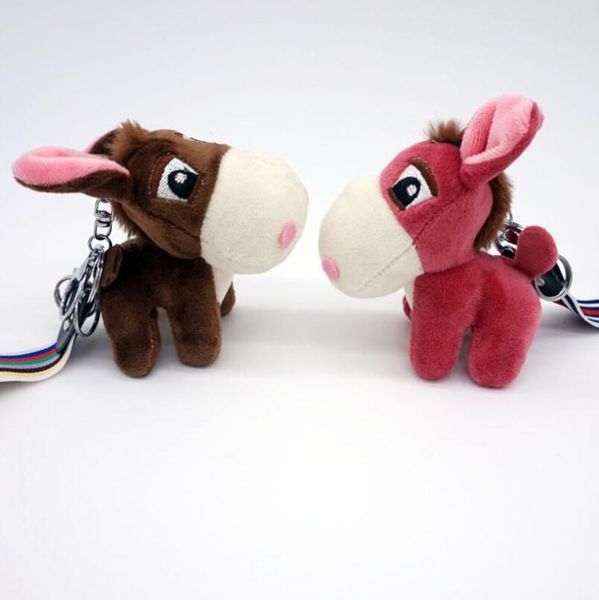 

keychains pompom toys key chain plush animals soft baby kids for children girls boys kawaii mini donkey pendant keychain k2186, Silver