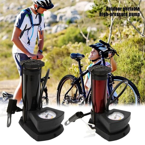 

bike pumps portable mini pump foot air inflator with pressure gauge for bikes balls balloon swimming rings cycling riding tool