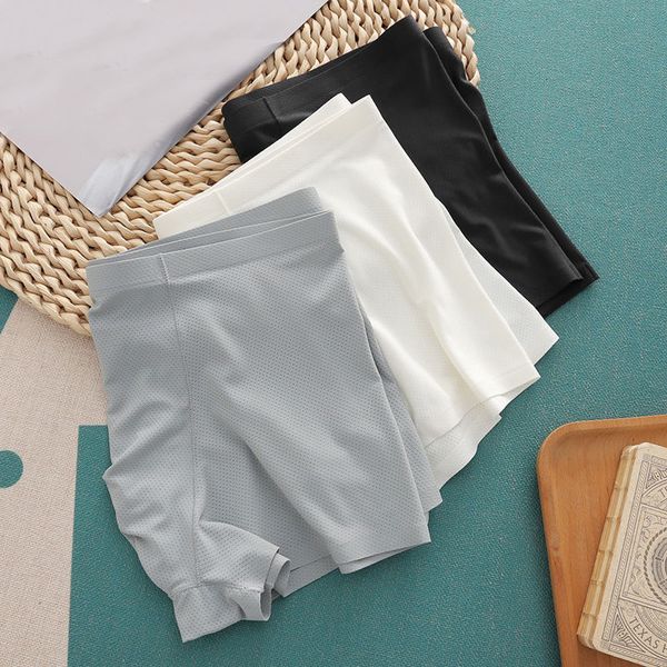 

men's ice silk seamless one piece thin breathable sports comfortable big size trend underwear, Black;white