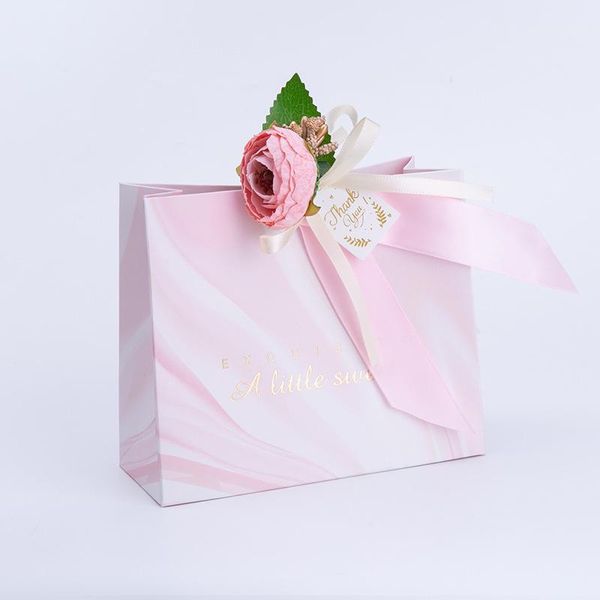 

gift wrap 10pcs/lot pink bag with flower ribbion for birthday weddings christmas holidays graduation baby showers drop