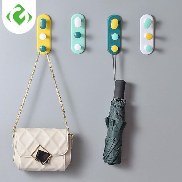 

hooks & rails 1pc towel hook plastic door hanger self adhesive wall hat racks key organizer home decor holder guanyao