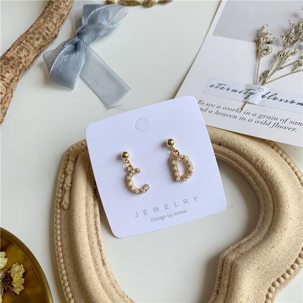 

aaa designer jewelry dongdamen same letter millet beads silver needle small commuter popular lady versatile earrings and earrings, Golden;silver