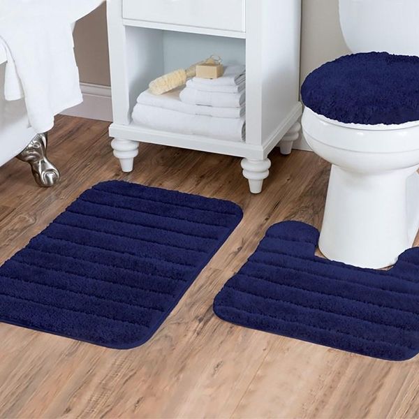 

bath mats bathroom mat set floor rug water absorption toilet seat cover door anti-slip carpet solid color