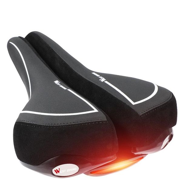 

bike saddles bicycle saddle with rear tail light led widen size mtb soft comfortable hollow cycling mountain
