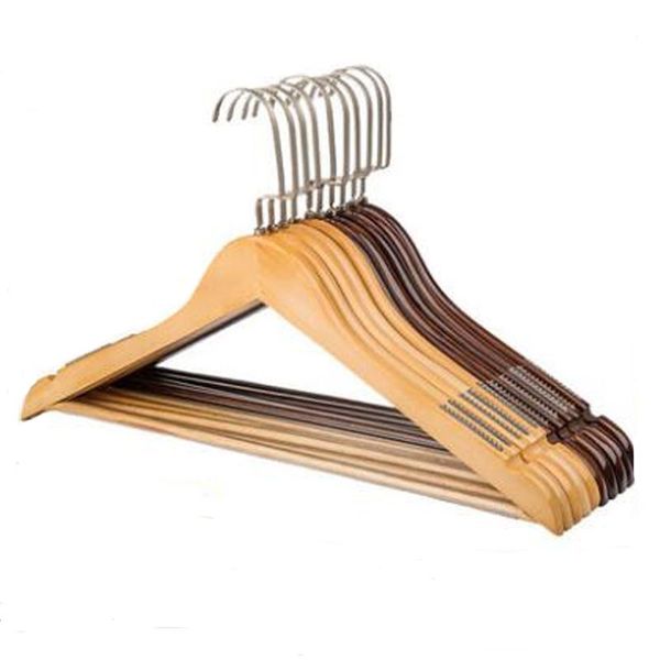 

hangers & racks 10pcs lot vintage non-slip solid wood hanger traceless clothes