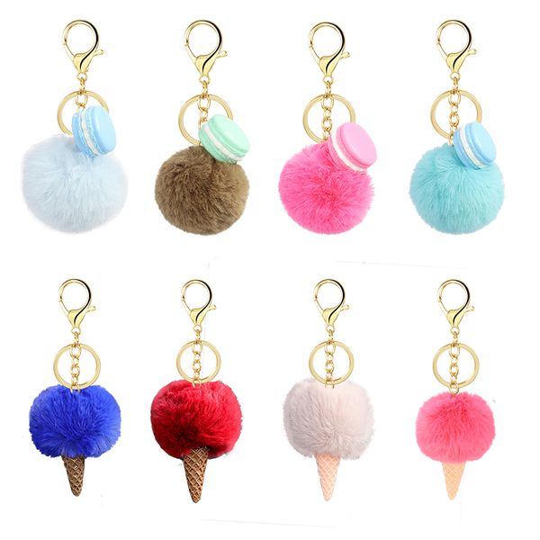 

Multicolor 5CM Pompom Series Keychain Cute Gift Key chain Pendant Creative Macaron Cone Shaped Womans Bag Ornament