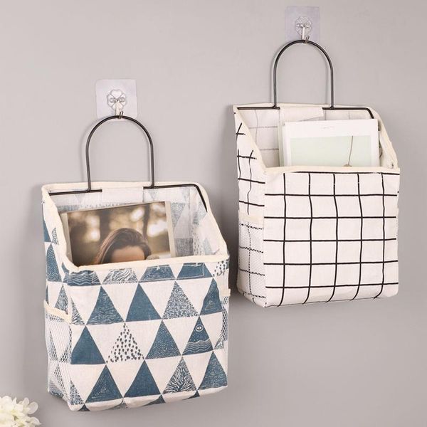 

storage boxes & bins hanging bags organizer wall-mounted bag book magazine mobile phone holder door wall with hook