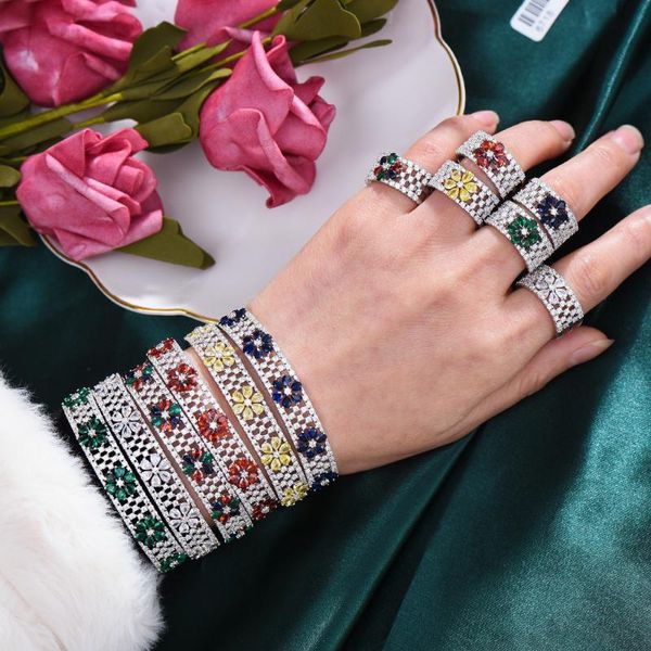 

earrings & necklace kellybola gorgeous sweet rainbow bangle ring jewelry sets for women wedding engagement sparkly parure bijoux 2021, Silver