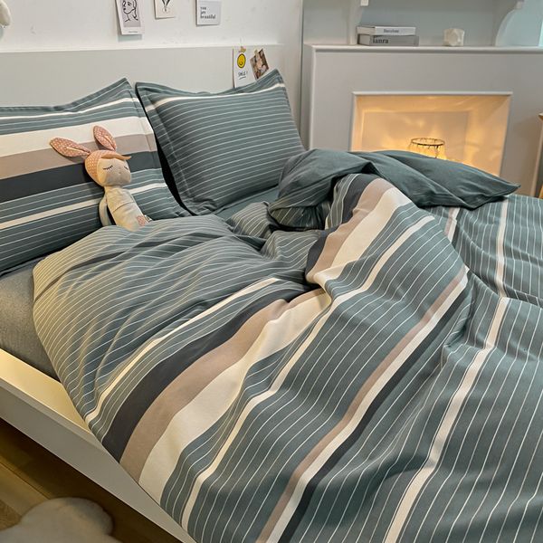 

autumn cotton ecological sanding four cotton dormitory bed sheet quilt cover bedding three piece set