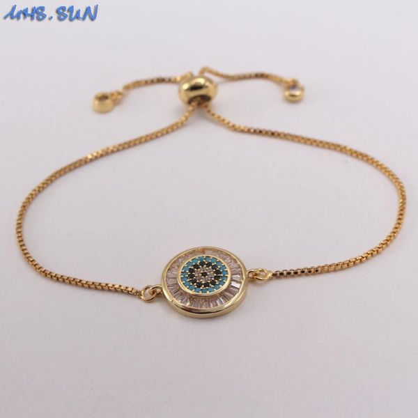 

link, chain mhs.sun vintage women girls bracelets bangles fashion cz circle bracelet adjustable for female zircon jewelry, Black