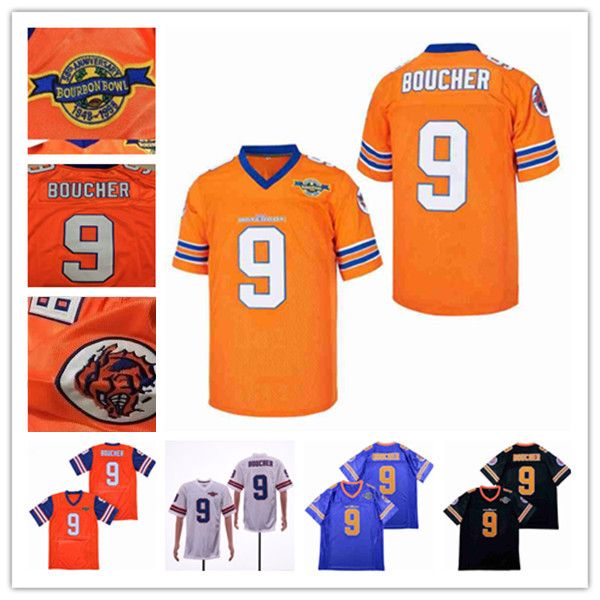 

man movie 9 bobby boucher football jersey the waterboy mud dogs adam sandler stitched bourbon bowl patch orange white black purple size s-3x, Black;red