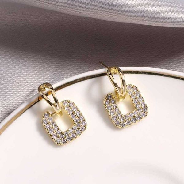 

high sense short earrings full diamonds temperament simple net red female