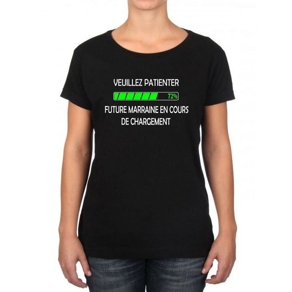 

womens t-shirt please wait future godmother being loaded, White;black