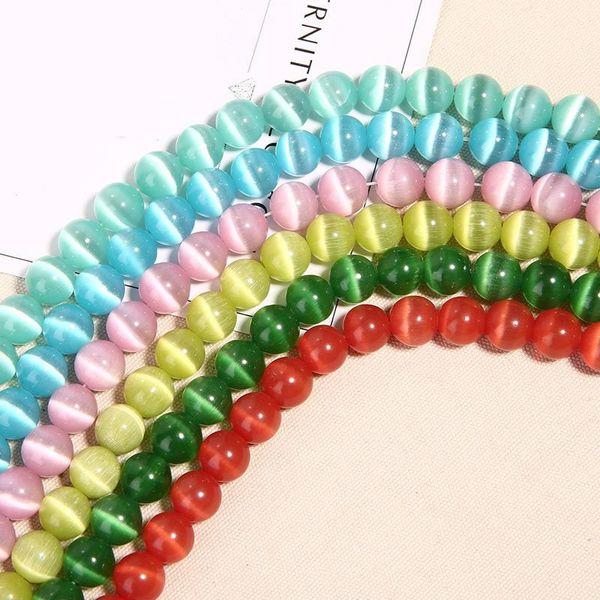 

other 6mm natural stone cat's eye opals glass round loose beads for jewelry making diy bracelet necklace