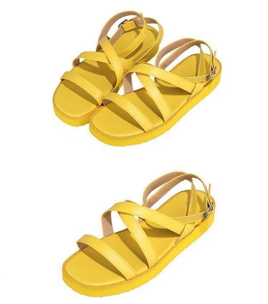 

sandal summer women style fall toe soft soles fashion cross strap buckle flip-flop roma large size 43 platform sandals, Black