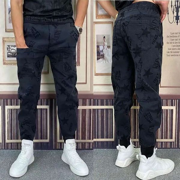 

tiktok six kwai pants, printed trousers, jacks, jeans, and jeans., Black