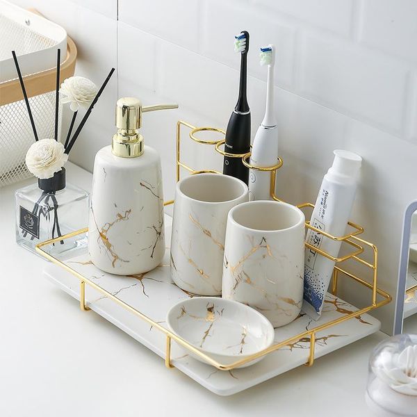 

bath accessory set 2021 ceramic bathroom kit mouthwash cup lotion bottle toothbrush holder creative accessories decoration