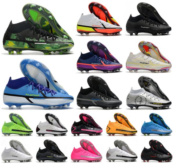 

2022 mens phantom gt ii 2 gt2 elite df fg soccer football shoes shock wave recharge motivation black boots high ankle cleats