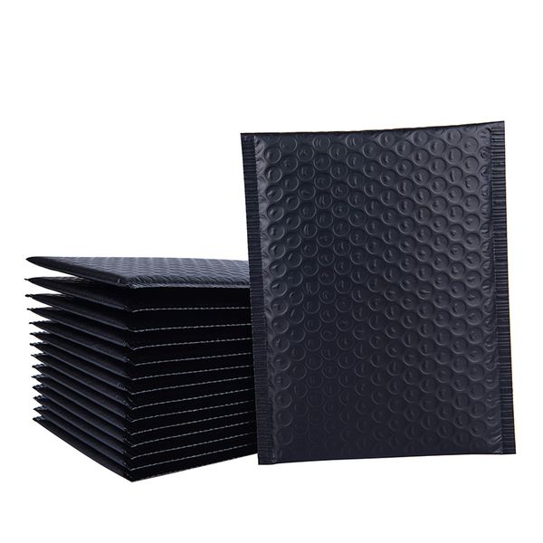 Saco de envelope preto fosco de 200pcs Matte Envelope à prova d'água e à prova de umidade impresso com logotipo branco