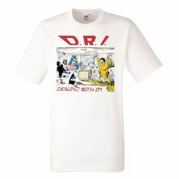 

d.r.i. dealing with it white mens t-shirt men rock band tee shirt, White;black