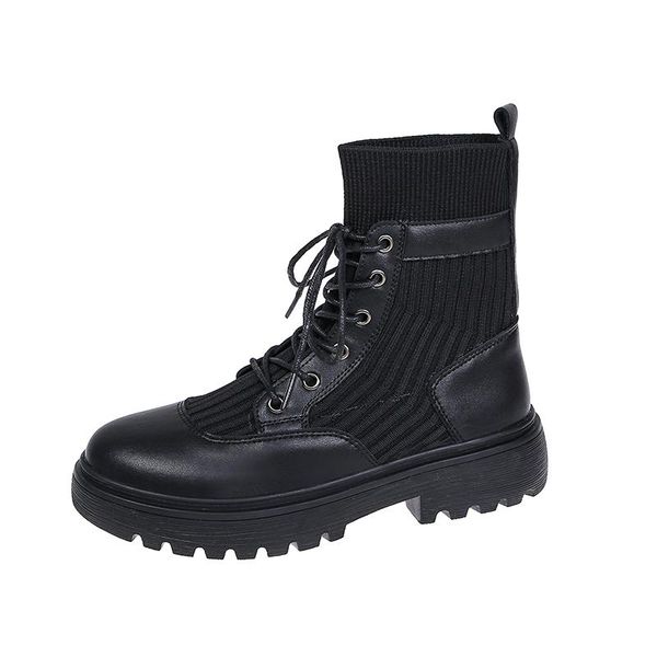 

boots women 2021 knitted thin women's high-threaded short platform, Black