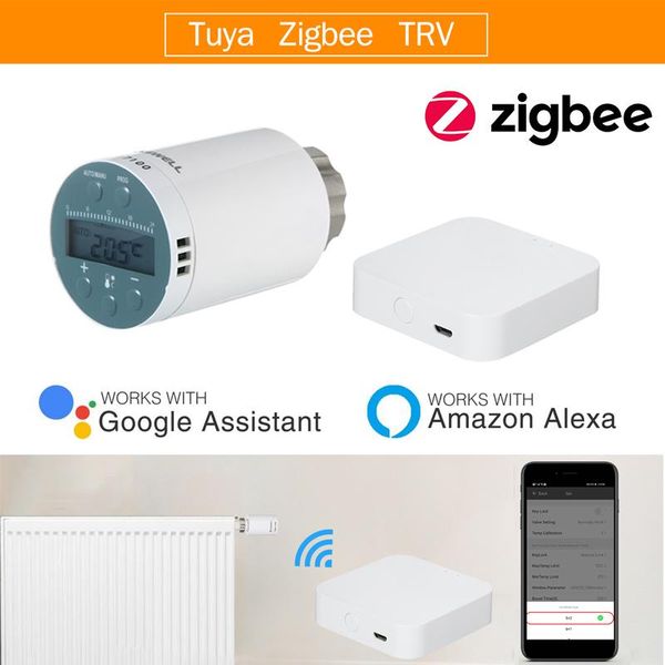 

smart home control sea801-zigbee heating radiator thermostat compatible with amazon alexa google programmable thermostatic tuya